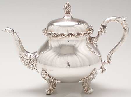 Du Barry-Floral Border (Silver, Hollowware, Wbswcx) Silverplate Teapot
