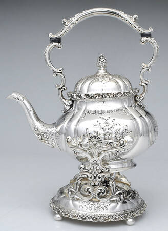 Du Barry-Chased (Silverplate, Hllwr, Websterwlcx) Kettle, Stand & Burner