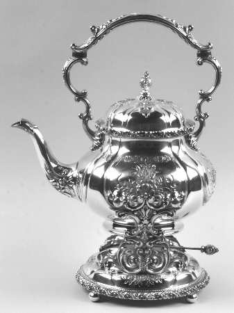 Du Barry-Chased (Silverplate, Hllwr, Websterwlcx) Kettle, Stand & Burner