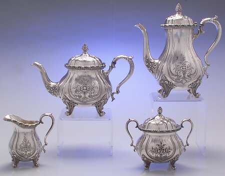 Du Barry-Chased (Silverplate, Hllwr, Websterwlcx) (4 Piece) Silverplate Tea Set