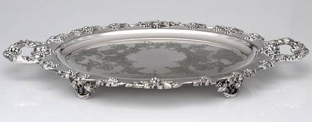 Vintage-Chased (Silverplate, Hollowware) Small Footed Waiter Tray