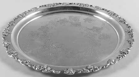 Vintage-Chased (Silverplate, Hollowware) Round Silverplate Tray