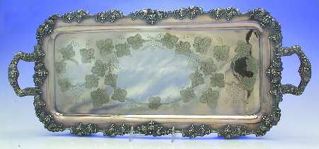 Vintage-Chased (Silverplate, Hollowware) 22" Footed Oblong Buffet Tray