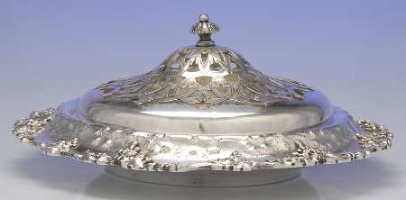 Vintage-Chased (Silverplate, Hollowware) Centerpiece with Frog