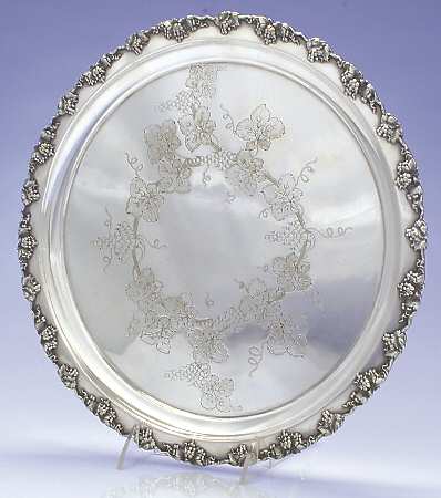 Vintage-Chased (Silverplate, Hollowware) 12" Round Tray