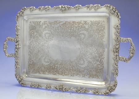 Vintage-Plain (Silverplate, Hollowware) Large Silverplate Waiter Tray