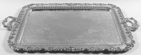 Vintage-Plain (Silverplate, Hollowware) Large Footed Waiter Tray