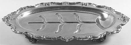 Orleans (Silverplate, Hollowware) Medium Platter Footed Meat Platter with Well