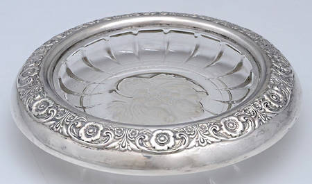 Prelude-Plain (Sterling Hollowware) Crystal Coaster with Sterling Rim