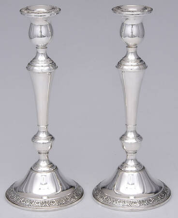 Prelude-Plain (Sterling Hollowware) Pair of Weighted Candlesticks