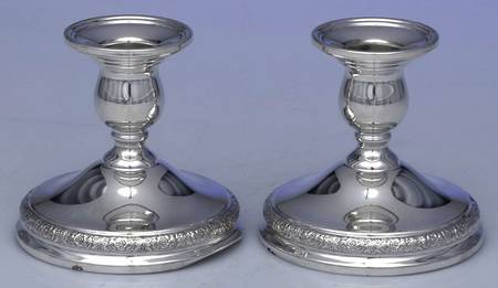 Prelude-Plain (Sterling Hollowware) Pair of Weighted Candleholders