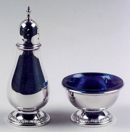 Prelude-Plain (Sterling Hollowware) Sterling Open Salt and Pepper and Liner Individual