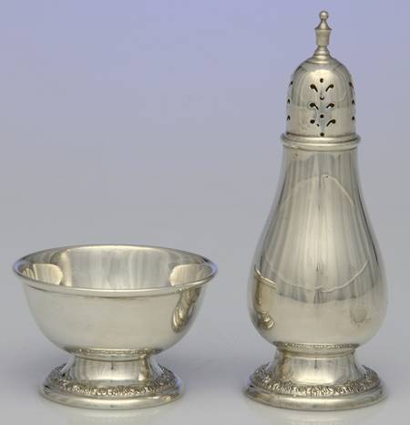 Prelude-Plain (Sterling Hollowware) Sterling Open Salt and Pepper Individual