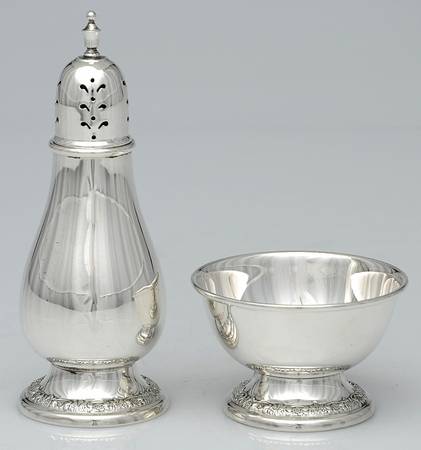Prelude-Plain (Sterling Hollowware) Sterling Open Salt and Pepper Individual