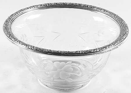 Prelude-Plain (Sterling Hollowware) Crystal Mayonnaise Bowl with Sterling Band