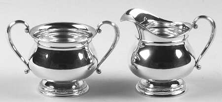 Prelude-Plain (Sterling Hollowware) Mini Sterling Creamer and Open Sugar