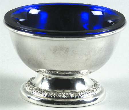 Prelude-Plain (Sterling Hollowware) Open Salt with Cobalt Liner Individual