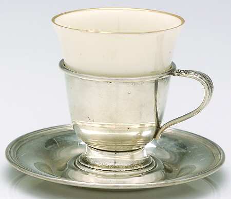 Prelude-Plain (Sterling Hollowware) Sterling Demitasse Cup, Saucer and Liner