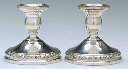 Prelude-Plain (Sterling Hollowware) Pair of Weighted Candleholders