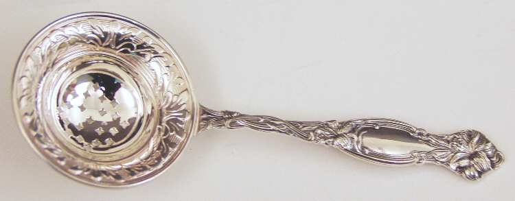 Frontenac (Sterling, Newer) Individual Overcup Tea Strainer with Silverplate Bowl