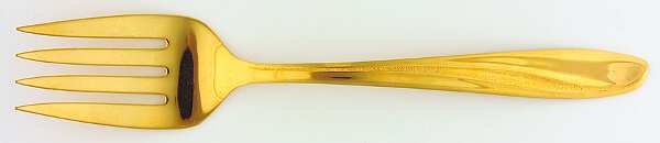 Golden Seaswept (Gold Electroplate) Medium Solid Cold Meat Serving Fork