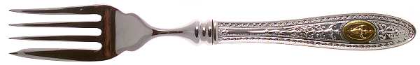 Golden Wedgwood (Sterling) Individual Hollow Fish Fork, Stainless Tines