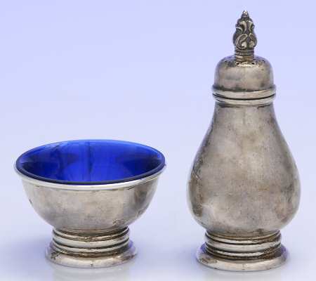 Royal Danish (Sterling, Hollowware) Sterling Open Salt and Pepper and Liner Individual