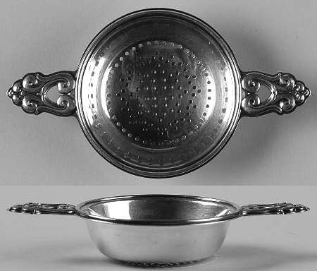Royal Danish (Sterling, Hollowware) Solid Individual Overcup Tea Strainer