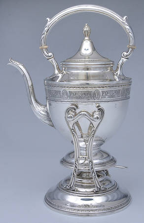 Wedgwood (Sterling, Hollowware, Geometric Base) Kettle, Stand & Burner