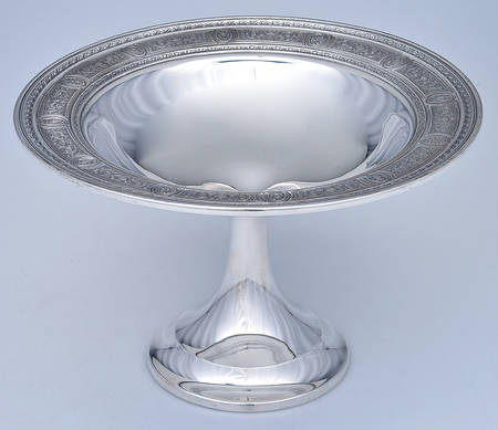 Wedgwood (Sterling, Hollowware, Geometric Base) Round Compote (Height X Width)