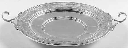 Wedgwood (Sterling, Hollowware, Geometric Base) Sterling Sandwich Plate with Handle