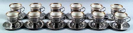 Wedgwood (Sterling, Hollowware, Geometric Base) Sterling Demi Lenox Liner (Set of 12)
