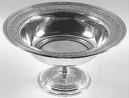Wedgwood (Sterling, Hollowware, Geometric Base) Round Sterling Footed Centerpiece