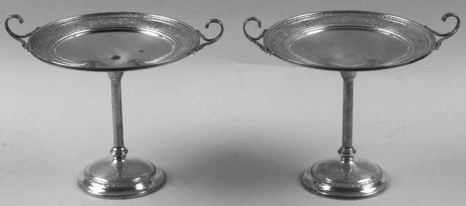 Wedgwood (Sterling, Hollowware, Geometric Base) Pair of Sterling Compotes