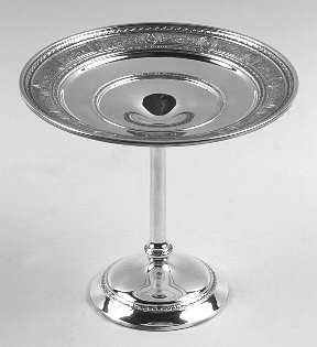 Wedgwood (Sterling, Hollowware, Geometric Base) Round Compote (Height X Width)