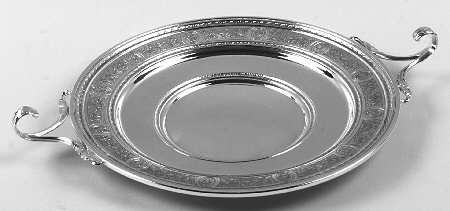 Wedgwood (Sterling, Hollowware, Geometric Base) Large Handled Sterling Sandwich Plate