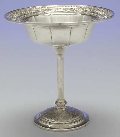 Wedgwood (Sterling, Hollowware, Geometric Base) Round Compote (Height X Width)