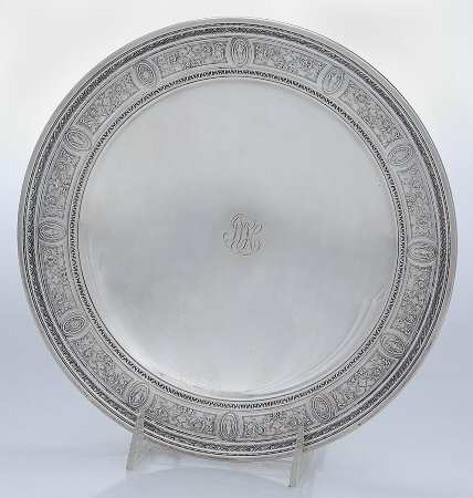 Wedgwood (Sterling, Hollowware, Geometric Base) Footed Sterling Sandwich Plate