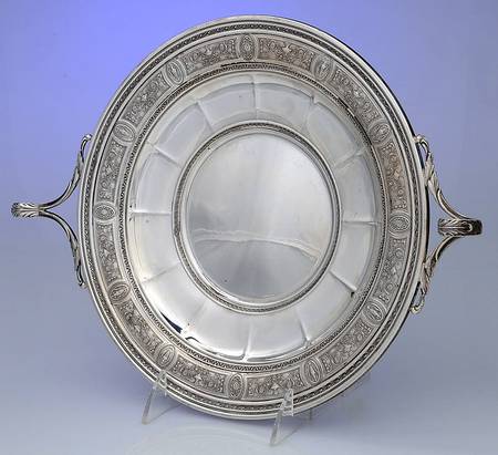 Wedgwood (Sterling, Hollowware, Geometric Base) 10" Handled Sandwich Plate