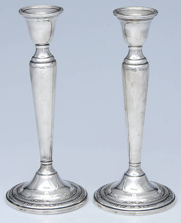 Courtship (Sterling, 1936, Hollowware) Pair of Weighted Candlesticks