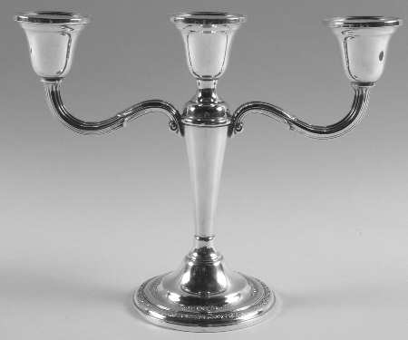 Courtship (Sterling, 1936, Hollowware) Weighted 3 Light Candelabra