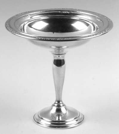 Courtship (Sterling, 1936, Hollowware) Weighted Round Compote (Height X Width)