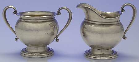 Courtship (Sterling, 1936, Hollowware) Mini Sterling Creamer and Open Sugar