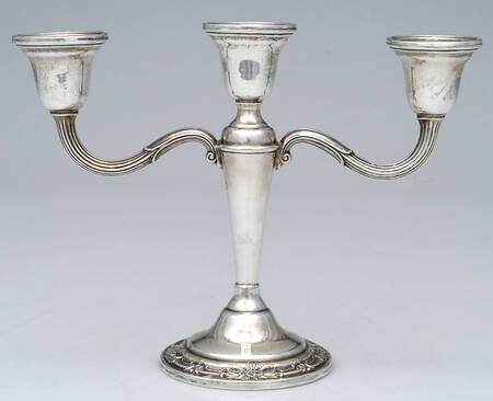 Wild Rose-New (Sterling, 1948, New, Hollowware) Weighted 3 Light Candelabra