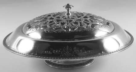 Argosy (Silverplate, Hollowware) Silverplate Centerpiece with Floral Frog