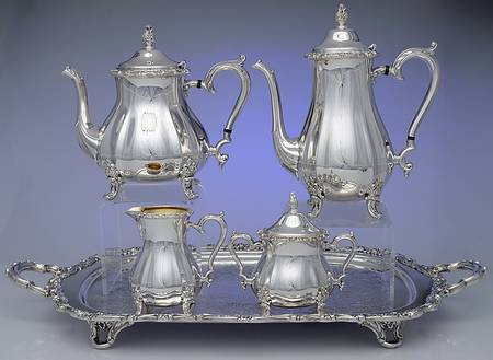Countess (Silverplate, Hollowware) 5 Piece Tea Set (PCP, PTP, PCR, PSU, PWTMF)