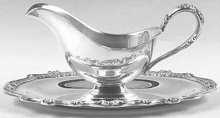 Countess (Silverplate, Hollowware) Plated Gravy Boat with Attached Underplate