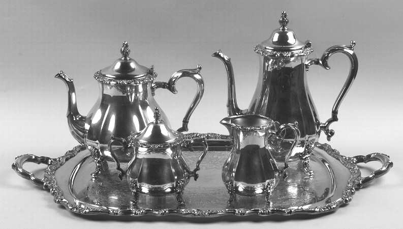 Countess (Silverplate, Hollowware) 5-Piece Silverplate Tea Set (with Tray)