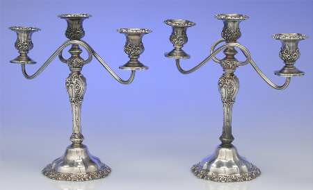 Countess (Silverplate, Hollowware) Pair of 11" 3-Light Candelabra