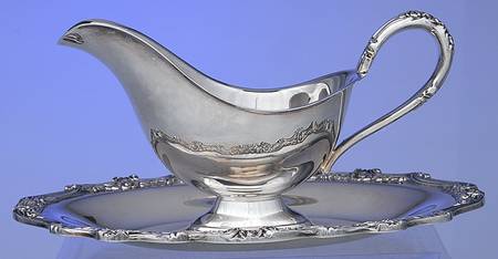 Countess (Silverplate, Hollowware) Plated Gravy Boat with Attached Underplate